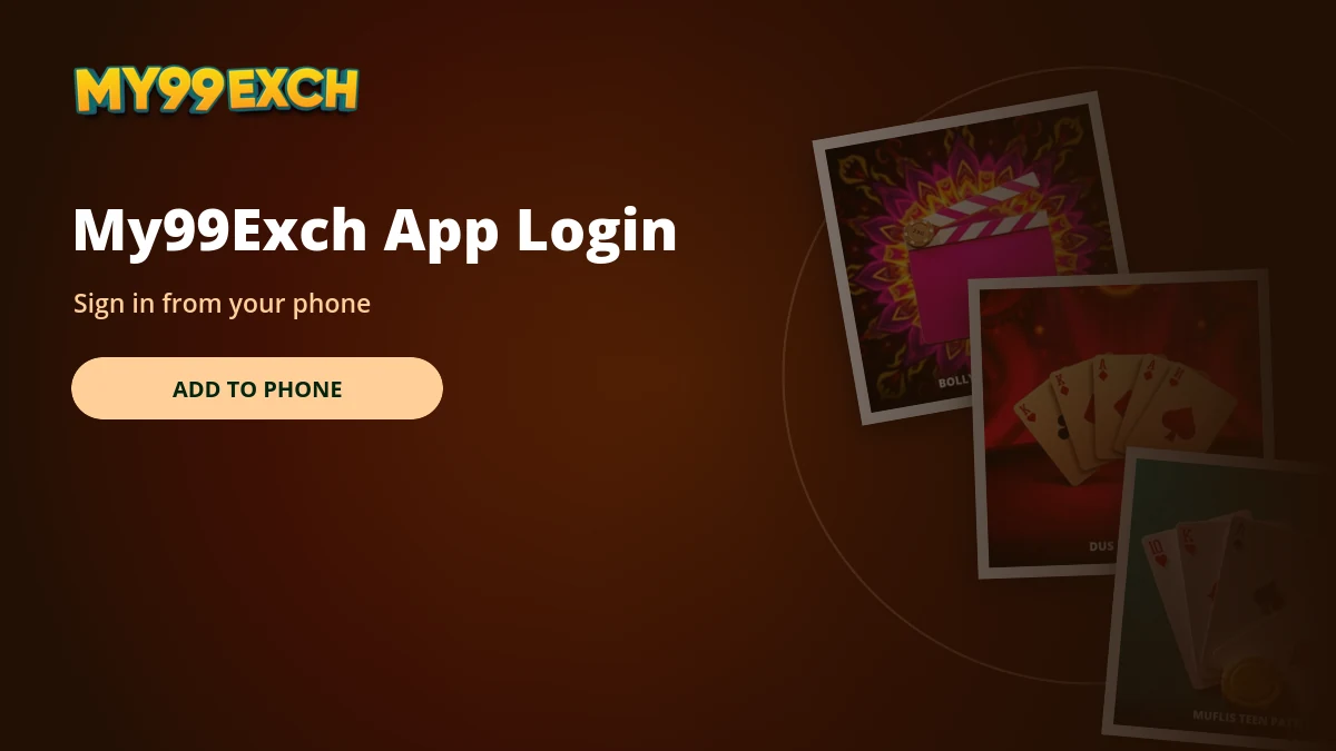 My99Exch app login panel banner with matka and casino tiles