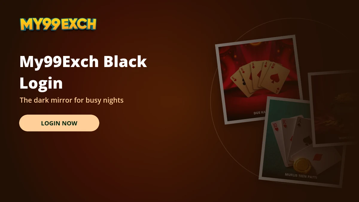 My99Exch black login panel banner with dark casino tiles