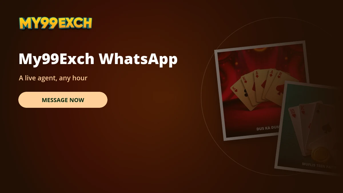 My99Exch whatsapp number panel banner with casino game tiles